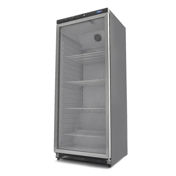 Frigider cu usa sticla, 08 C, 600 Litri, negru