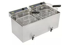 Friteura electrica cu 2 cuve 2 x 12L si sistem de scurgere, 12,8kW, 380 V Friteura electrica cu 2 cuve