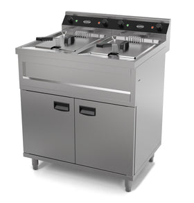 Friteuza electrica 2x12 Litri, baza cu dulap inchis, 12 kW