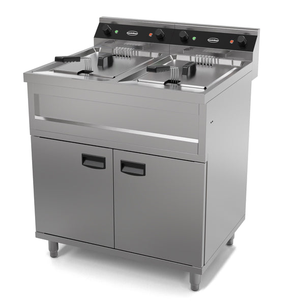 Friteuza electrica 2x12 Litri, baza cu dulap inchis, 12 kW