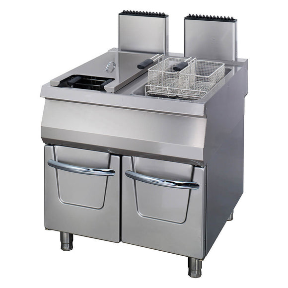 Friteuza pe gaz 2x22L, 90cm, 2 cosuri, 44kW
