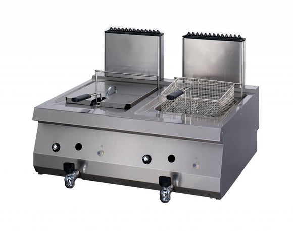 Friteuza pe gaz de banc 2x12L, 70cm, 2 cosuri, 20kW