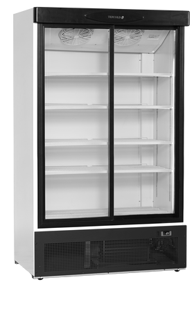 FS1202S-Alb RAL9016, 660 l, 2 la 10, 2 uși glisante din sticlă cu autoînchidere, Ventilat, LED, 850 W, F