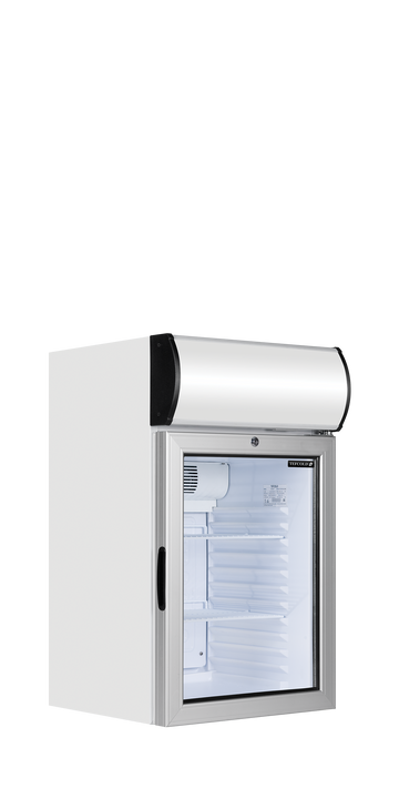 Racitor mic masa alb BC60, 55 l, +2/+10C, 1 usa sticla Tefcold – racitor de masa compact pentru bauturi si produse fresh la puncte de vanzare