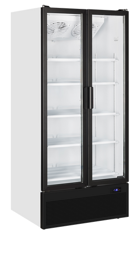 FS890H-Otel vopsit alb, 535 l, 2 la 10, 2 uși din sticlă cu balama, Ventilat, LED, 410 W, F Gama FS de vitrine frigorifice