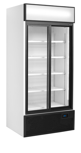 FSC891S-Otel vopsit alb, 462 l, 2 la 10, 2 usi glisante din sticla auto-inchizatoare, Ventilat, LED, 410 W, D