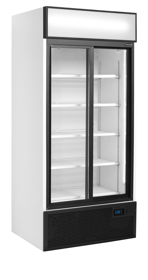 Vitrina frigorifica multideck alba FSC891SH, 462 l, +2/+10C, 2 usi glisante Tefcold – vitrina frigorifica multideck pentru expunere produse in magazine