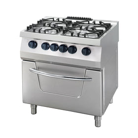 Heavy Duty Stove - 4 Burners - Double Unit - 70cm Deep - 36kW - Gas incl Electric Oven In orice bucatarie de catering