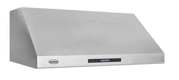 Hota de perete profesionala, cu motor, lumina si regulator turatie cu 4 viteze, functie auto,  120x63xH45 cm