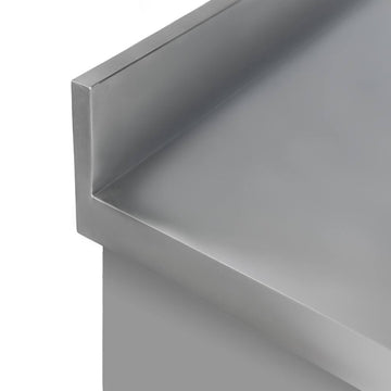Masa inox tip dulap, 1000 x 700 x H850 mm. cu inaltator la perete, usi culisante Masă tip dulap din oțel