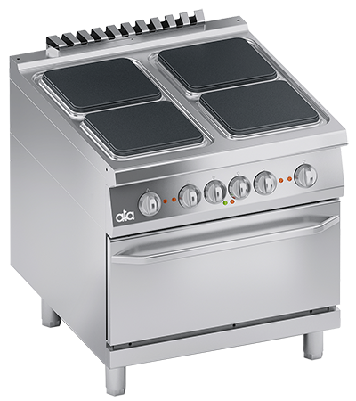 Masina de gatit electrica cu 4 plite, cuptor electric GN 2/1, 21.40 kW