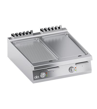 Plita fry top electrica, suprafata de coacere din inox, 1/2 neted + 1/2 striat - PERFORMANCE LINE, 14 kW