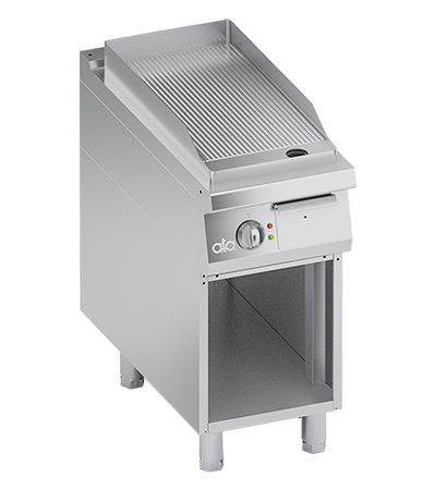 Plita fry top electrica striat, cu baza deschisa, 6.50 kW