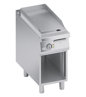 Plita fry top electrica striat, cu baza deschisa, 6.50 kW