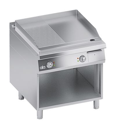 Plita fry top electrica 1/2 neted 1/2 striat, cu baza deschisa, 13 kW