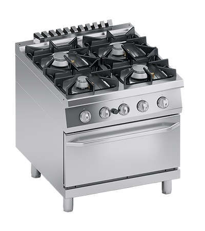 Masina de gatit / Aragaz cu 4 focuri, cuptor pe gaz GN 2/1 - PERFORMANCE LINE, 40.50 kW