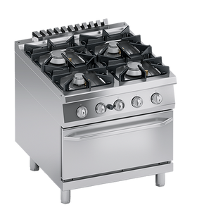 Masina de gatit / Aragaz cu 4 focuri, cuptor pe gaz GN 2/1 - PERFORMANCE LINE, 40.50 kW