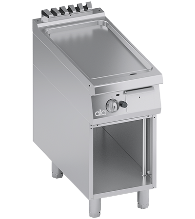 Plita fry top pe gaz, suprafata de coacere din inox,neted, cu baza deschisa - PERFORMANCE LINE, 9 kW