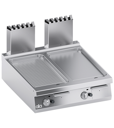 Plita fry top pe gaz, supratafa de coacere din inox, 1/2 neted 1/2 striat - PERFORMANCE LINE, 18 kW