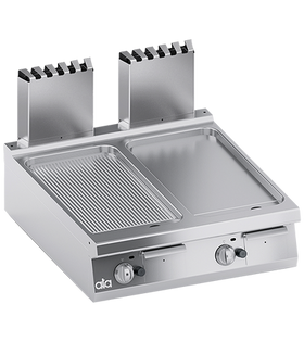 Plita fry top pe gaz, supratafa de coacere din inox, 1/2 neted 1/2 striat - PERFORMANCE LINE, 18 kW