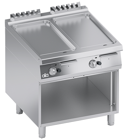 Plita fry top pe gaz, supratafa de coacere din inox, neted, cu baza deschisa - PERFORMANCE LINE, 18 kW