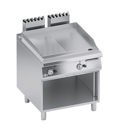 Plita fry top 1/2 neted 1/2 striat, cu baza deschisa, 12 kW