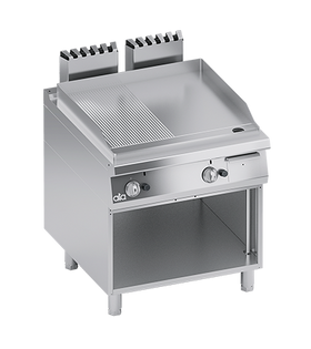 Plita fry top 1/2 neted 1/2 striat, cu baza deschisa, 12 kW