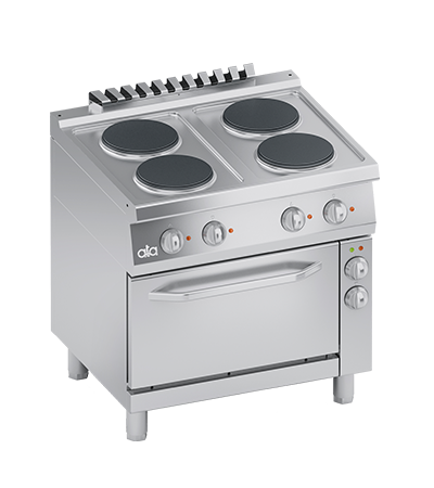 Masina de gatit electrica cu 4 plite, cuptor electric cu convectie GN 1/1, 14 kW