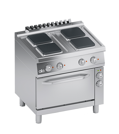 Masina de gatit electrica cu 4 plite dreptunghiulare, cuptor electric cu convectie GN 1/1, 14.05 kW