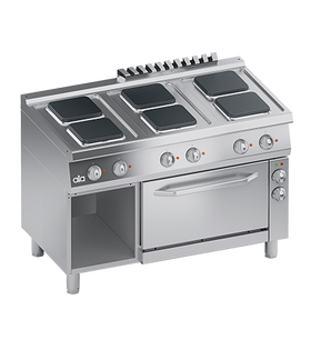 Masina de gatit electrica cu 6 plite dreptunghiulare, cuptor electric cu convectie GN 1/1, baza deschisa, 19.25 kW