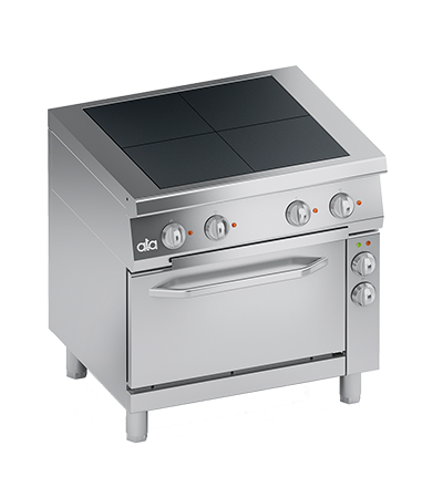 Masina de gatit electrica cu 4 plite, cuptor electric cu convectie GN 1/1, 13.65 kW