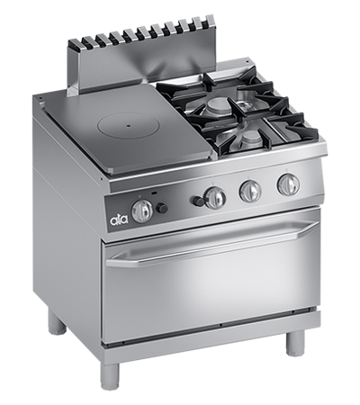 Masina de gatit cu 2 arzatoare, plita unica, cuptor pe gaz GN 2/1, 28,20 kW