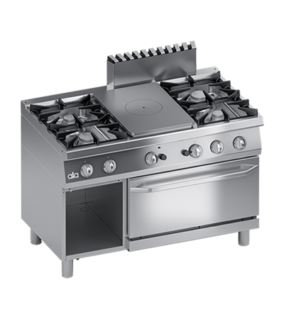 Masina de gatit cu 4 arzatoare, plita unica, cuptor pe gaz GN 2/1, 42,90 kW