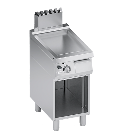 Plita fry-top pe gaz, neted, zona de coacere din inox, baza deschisa - PERFORMANCE LINE, 7 kW