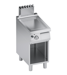 Plita fry-top pe gaz, neted, zona de coacere din inox, baza deschisa - PERFORMANCE LINE, 7 kW