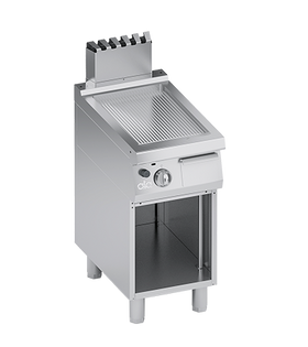 Plita fry-top pe gaz, striat, zona de coacere din inox, baza deschisa - PERFORMANCE LINE, 7 kW