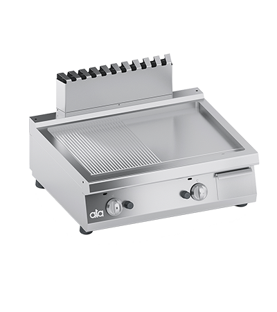 Plita fry-top pe gaz, 1/2 neted 1/2 striat, zona de coacere din inox - PERFORMANCE LINE, 13.8 kW