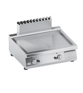 Plita fry-top pe gaz, 1/2 neted 1/2 striat, zona de coacere din inox - PERFORMANCE LINE, 13.8 kW