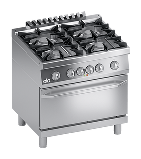 Masina de gatit cu 4 arzatoare, cuptor electric GN 2/1 - PERFORMANCE LINE, putere 5.40 kW electric, 34 kW gaz