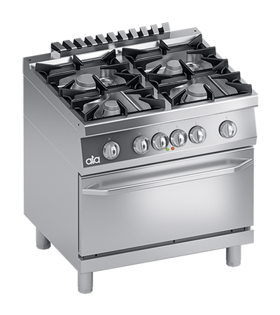 Masina de gatit cu 4 arzatoare, cuptor electric GN 2/1 - PERFORMANCE LINE, putere 5.40 kW electric, 34 kW gaz