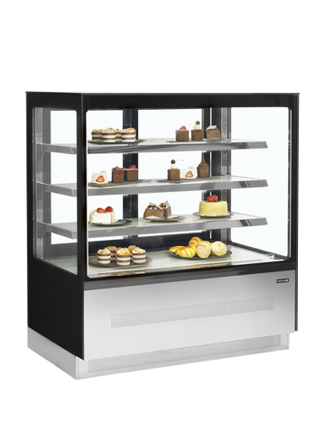 Vitrina frigorifica banca neagra LCT260 vedere laterala Tefcold – vitrina frigorifica de banca cu usi glisante pentru cofetarie si patiserie