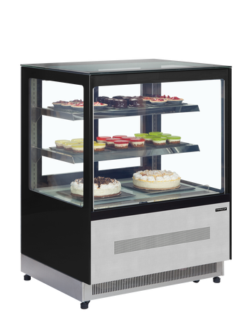 Vitrina frigorifica banca neagra LCT140 vedere laterala Tefcold – vitrina frigorifica de banca cu usi glisante pentru cofetarie si patiserie
