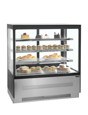 Vitrina frigorifica banca neagra LCT210 vedere laterala Tefcold – vitrina frigorifica de banca cu usi glisante pentru cofetarie si patiserie