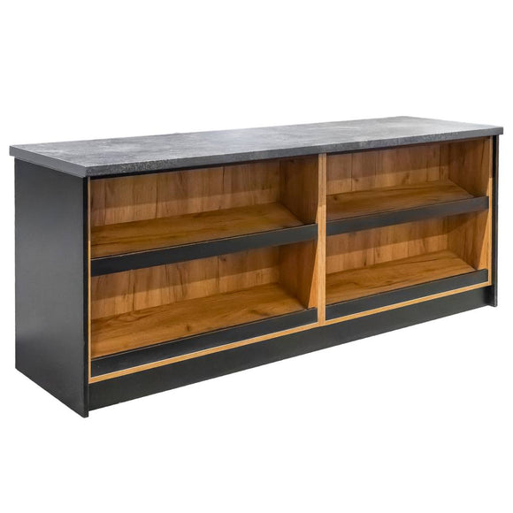 Lada de magazin pentru vanzare impuls H-90 cm L-200 cm G-60 cm negru/Stejar kraft/blat K205