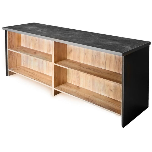 Lada de magazin pentru vanzare impuls H-90 cm L-200 cm G-60 cm negru/Stejar kraft/blat K205
