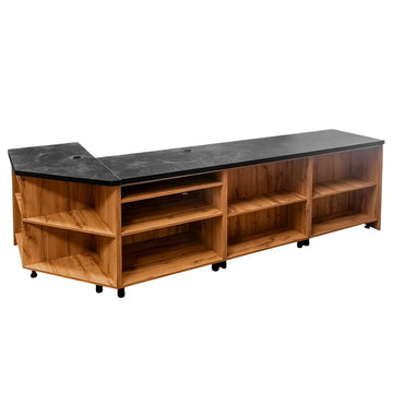 Tejghea de vanzare cu impuls si suport cosuri 310x60xH90 cm, stejar wotan, imagine 1