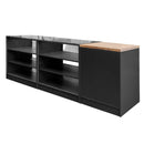 Tejghea magazin impuls cu partea superioara si front vitrat H-90 cm L-270 cm G-60 cm antracit/blat stejar kraft-1