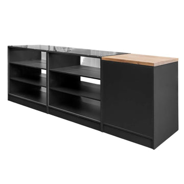 Tejghea de vanzare cu impuls, geam superior si front vitrat 270x60xH90 cm, antracit/blat stejar kraft, imagine 1