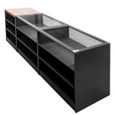 Tejghea magazin impuls cu partea superioara si front vitrat H-90 cm L-270 cm G-60 cm antracit/blat stejar kraft-4