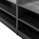Tejghea magazin impuls cu partea superioara si front vitrat H-90 cm L-270 cm G-60 cm antracit/blat stejar kraft-5